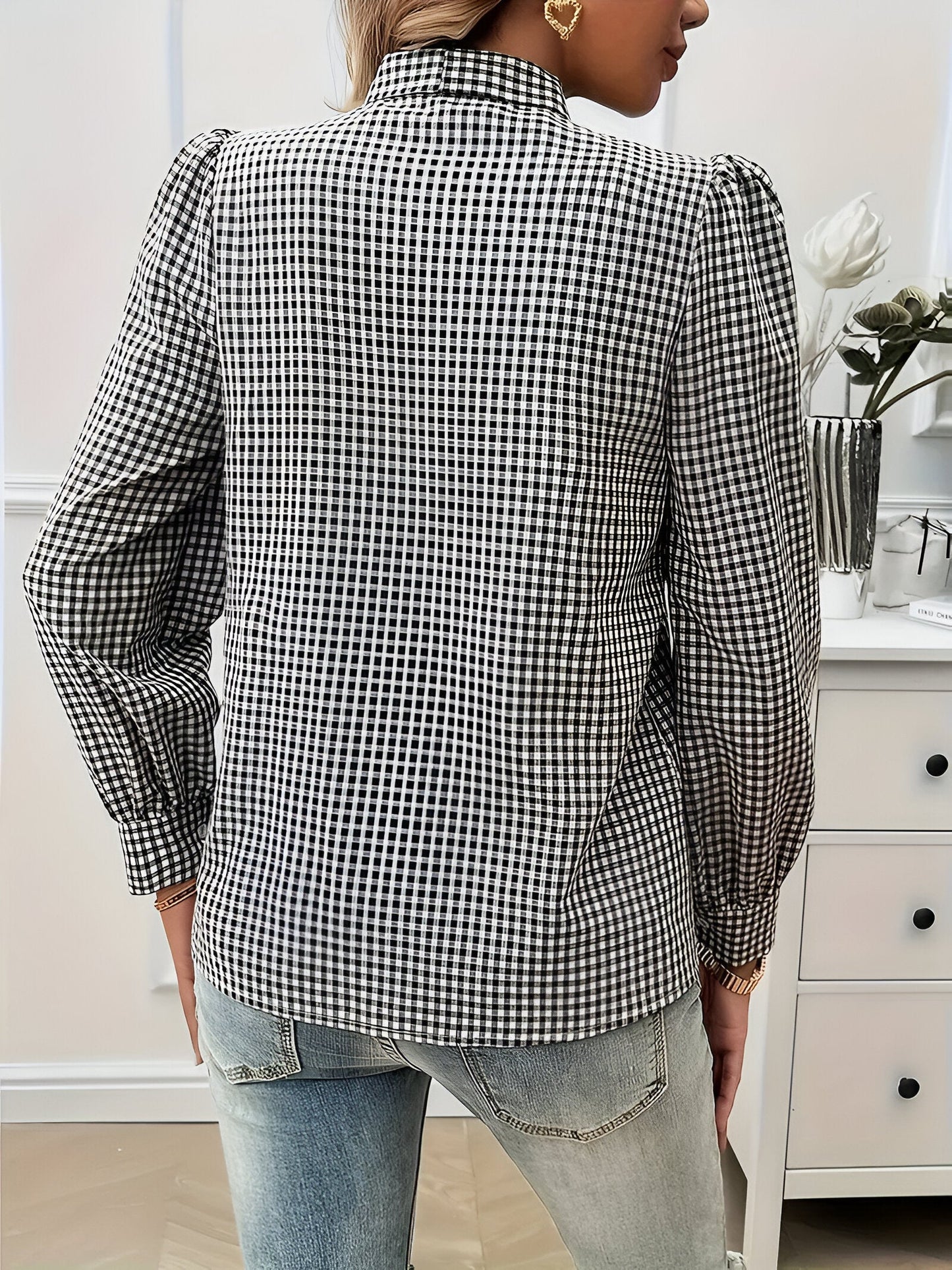 Blusa Femminile Sottile – Con Fiocco, Adatta per Lavoro e Uso Quotidiano