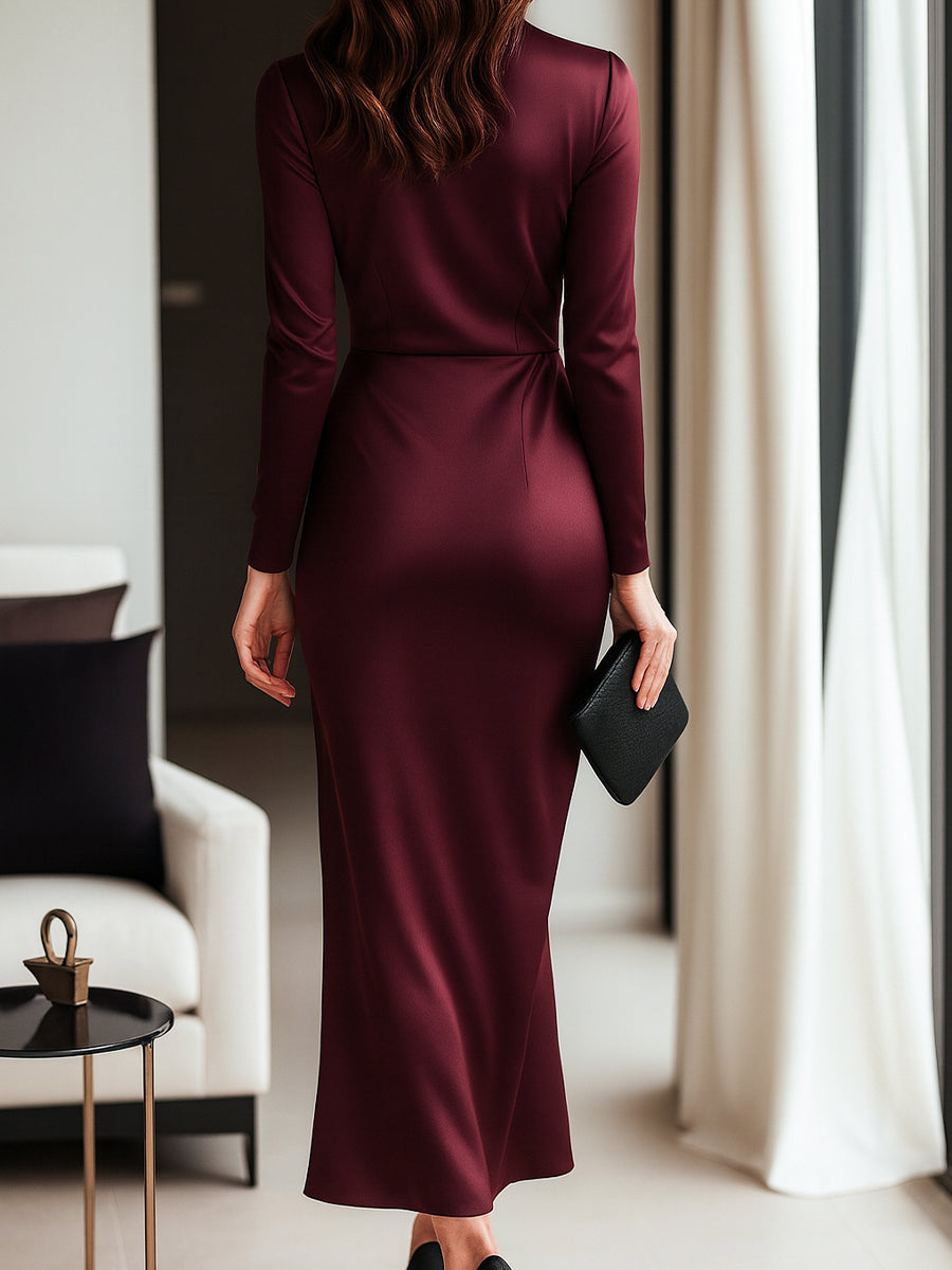 Abito Femminile Scollo V – Con Cintura, Adatto per Occasioni Festive