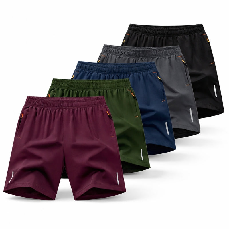 Pantaloncini Uomo Sportivi Traspiranti con Tasche con Zip - Set da 5