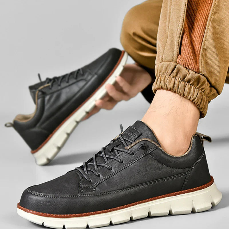 Sneaker Uomo in Pelle con Soletta Ortopedica Ammortizzata