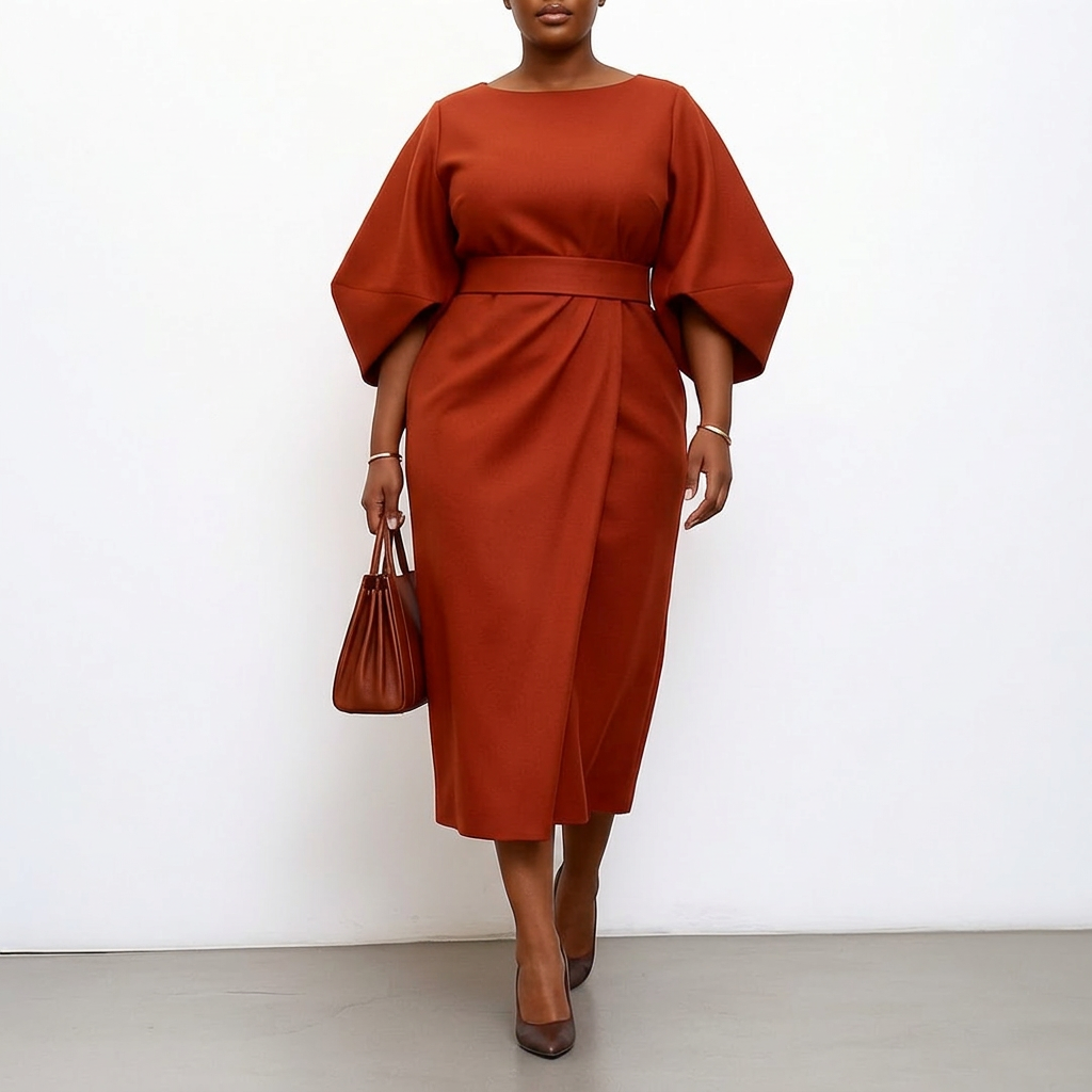 Abito Lungo Donna Maxi con Maniche a Pipistrello