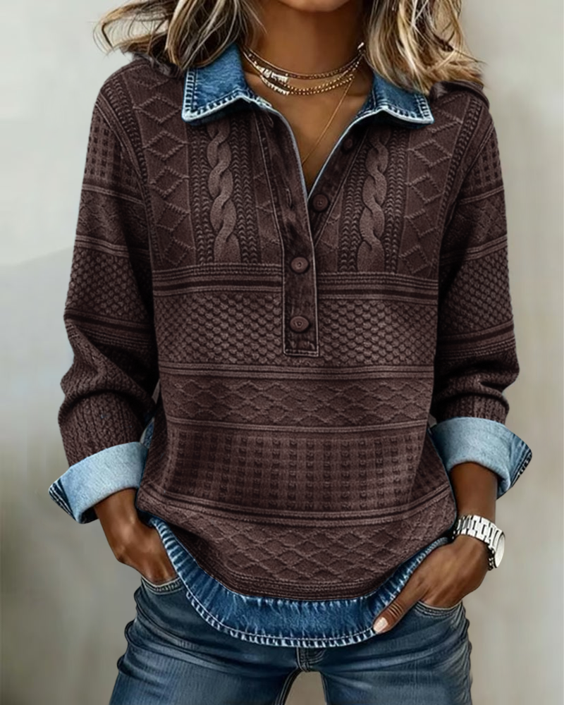 Felpa Oversized da Donna – Con Bottoni e Collo, Adatta per Uso Casual