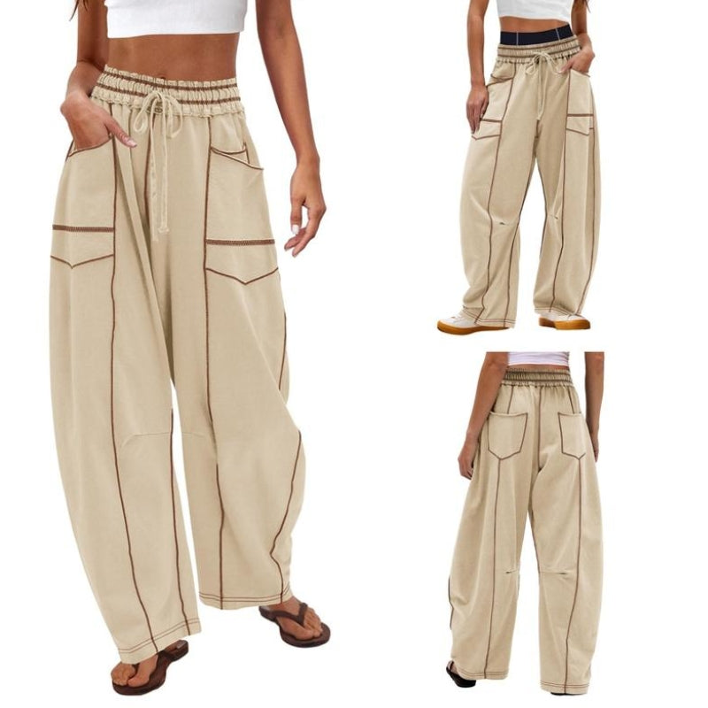 Pantaloni Tuta Vita Alta a Gamba Ampia