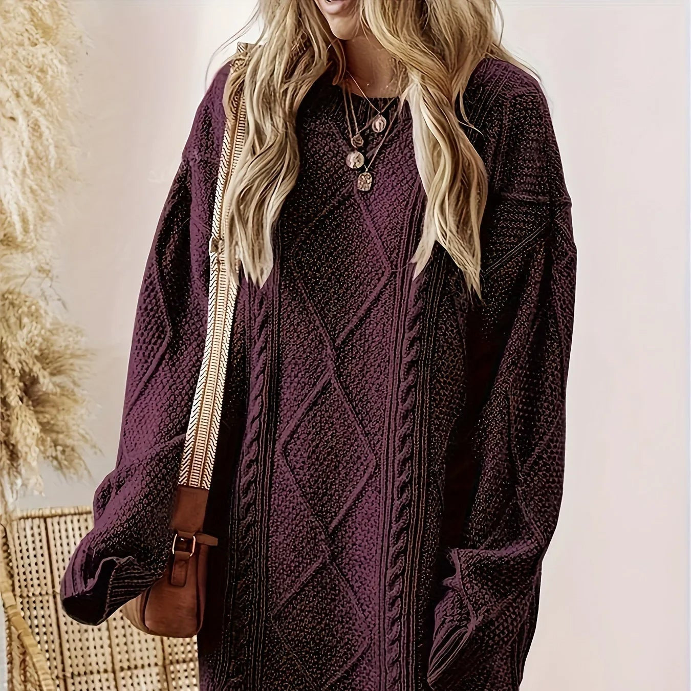 Donna - Vestito in maglia a cavi - Oversize