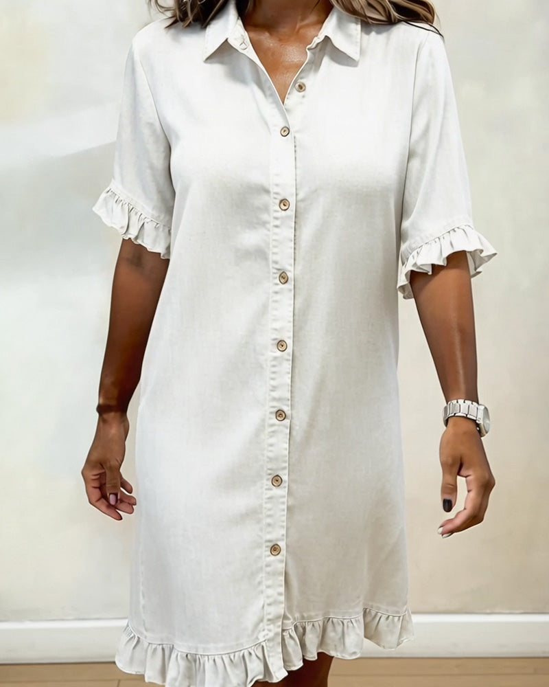 Abito Donna Scollo V – Casual con Rouches, Adatto per Primavera e Estate