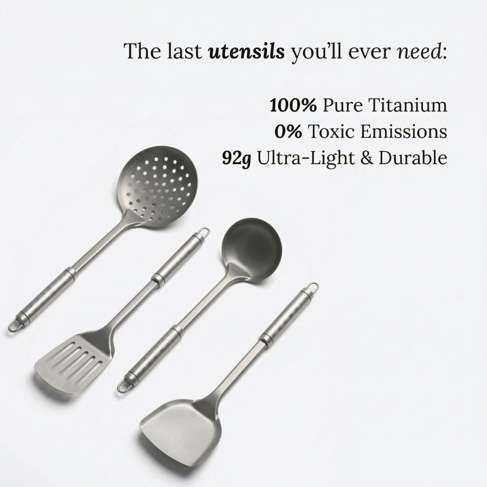 Set Pentole in Titanio 6 Pezzi con Padella, Utensili e Tagliere
