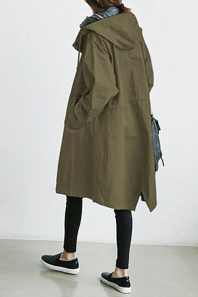 Trench Coat Slim Fit Donna – Impermeabile con Cappuccio, Adatto per Primavera e Autunno