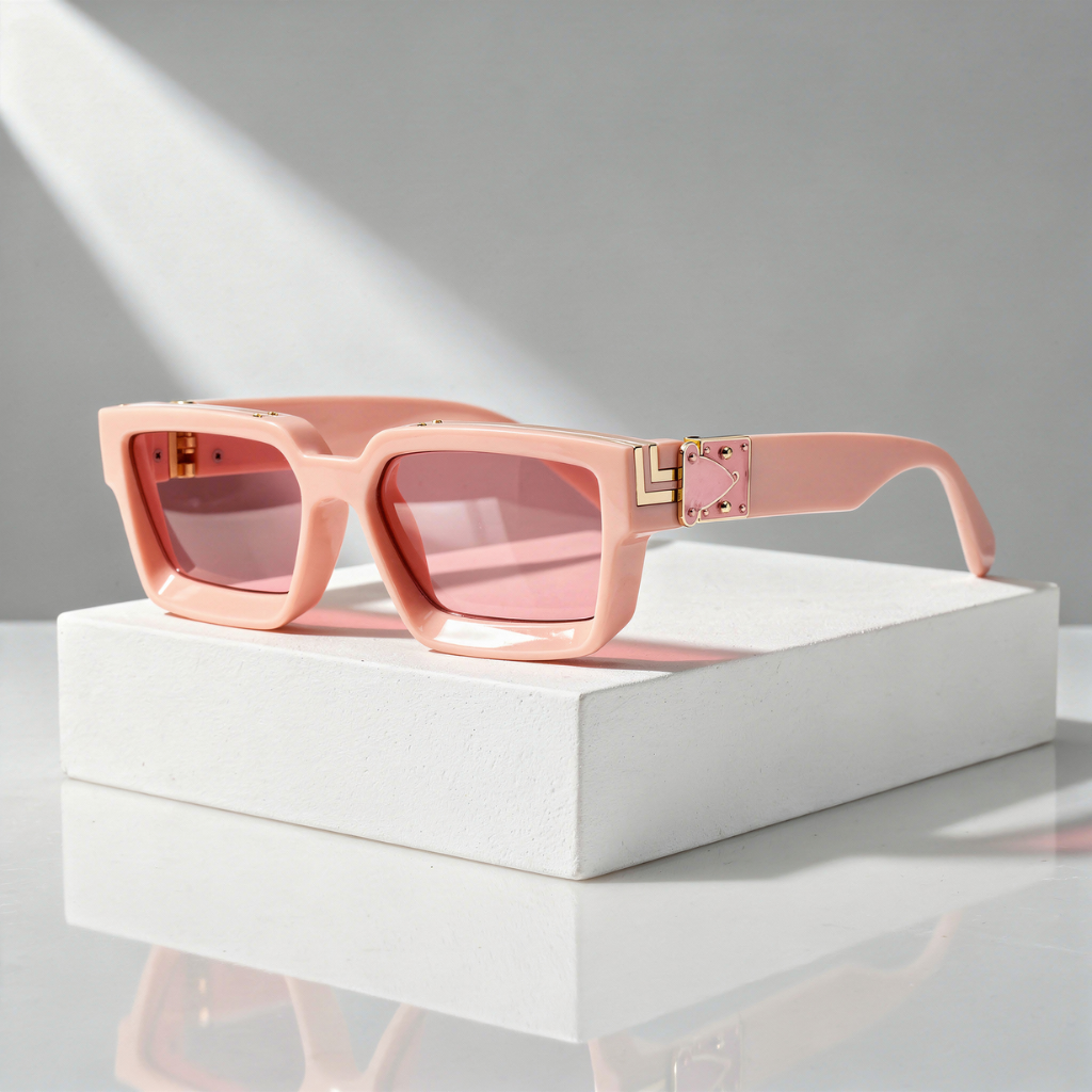 Occhiali da Sole Squadrati Unisex con Montatura Oro e Protezione UV400