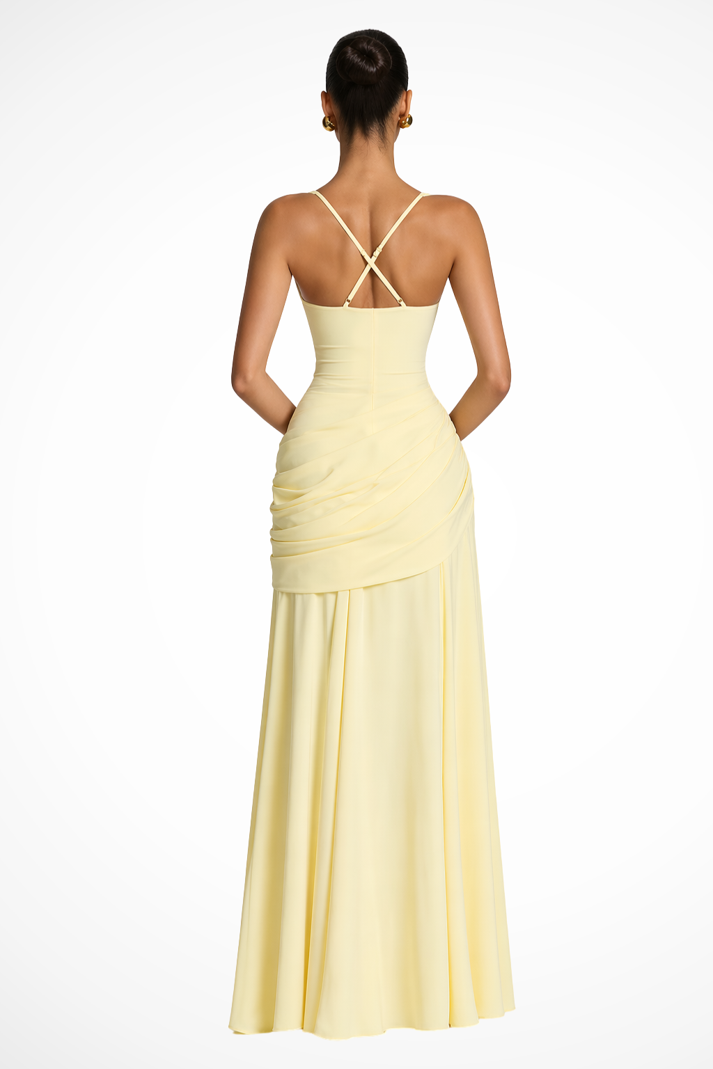 Abito Cerimonia Donna Maxi Scollo Quadrato con Spacco Laterale