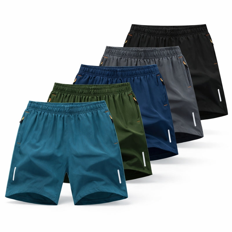 Pantaloncini Uomo Sportivi Traspiranti con Tasche con Zip - Set da 5