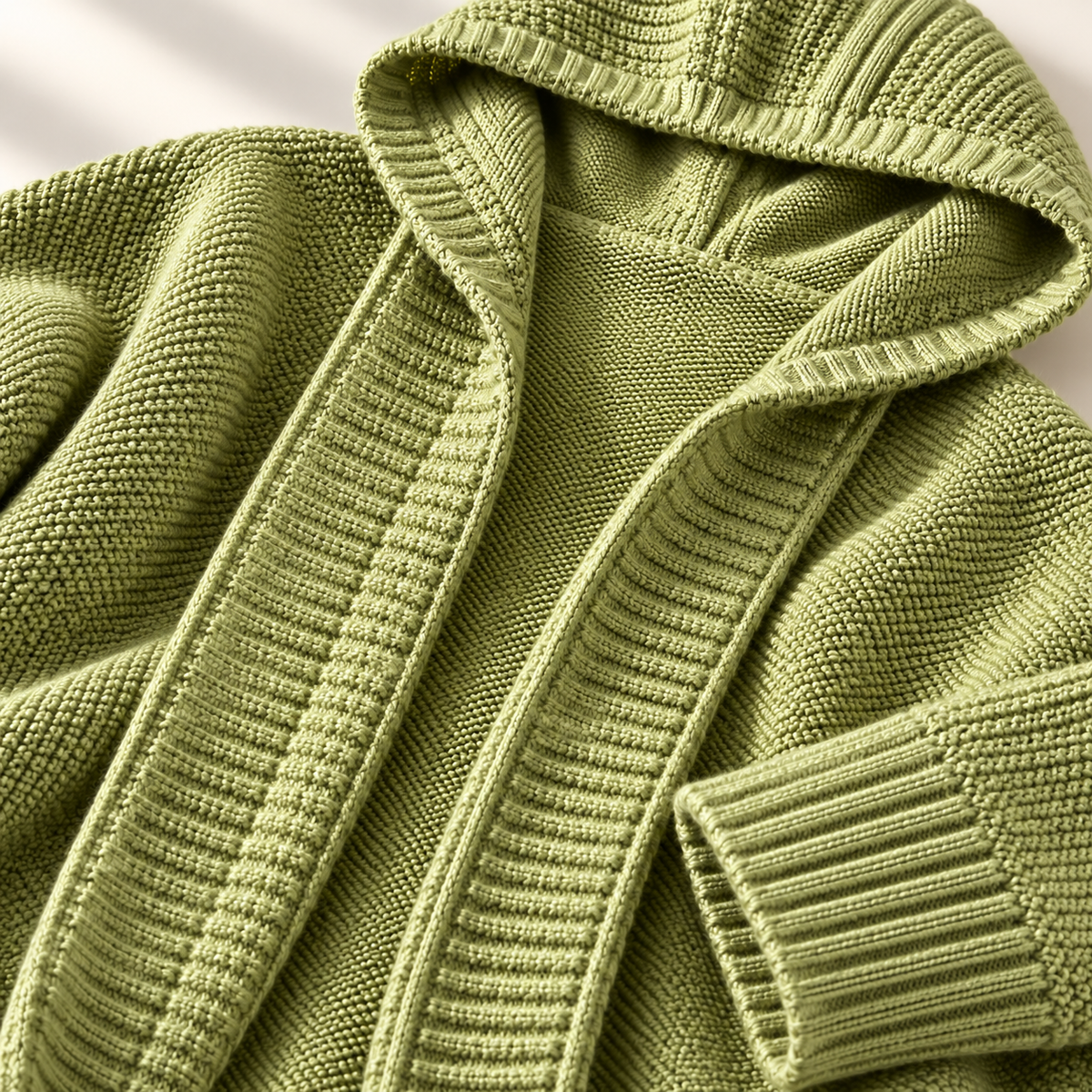 Cardigan Donna con Cappuccio Maglia Grossa Lunga