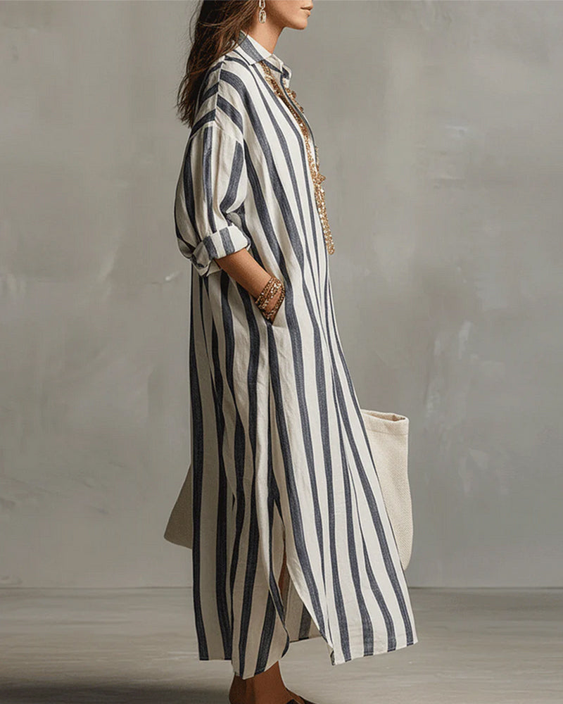 Abito A-Linea da Donna – Con Collo Revers, Adatto per Uso Casual e Primavera/Estate