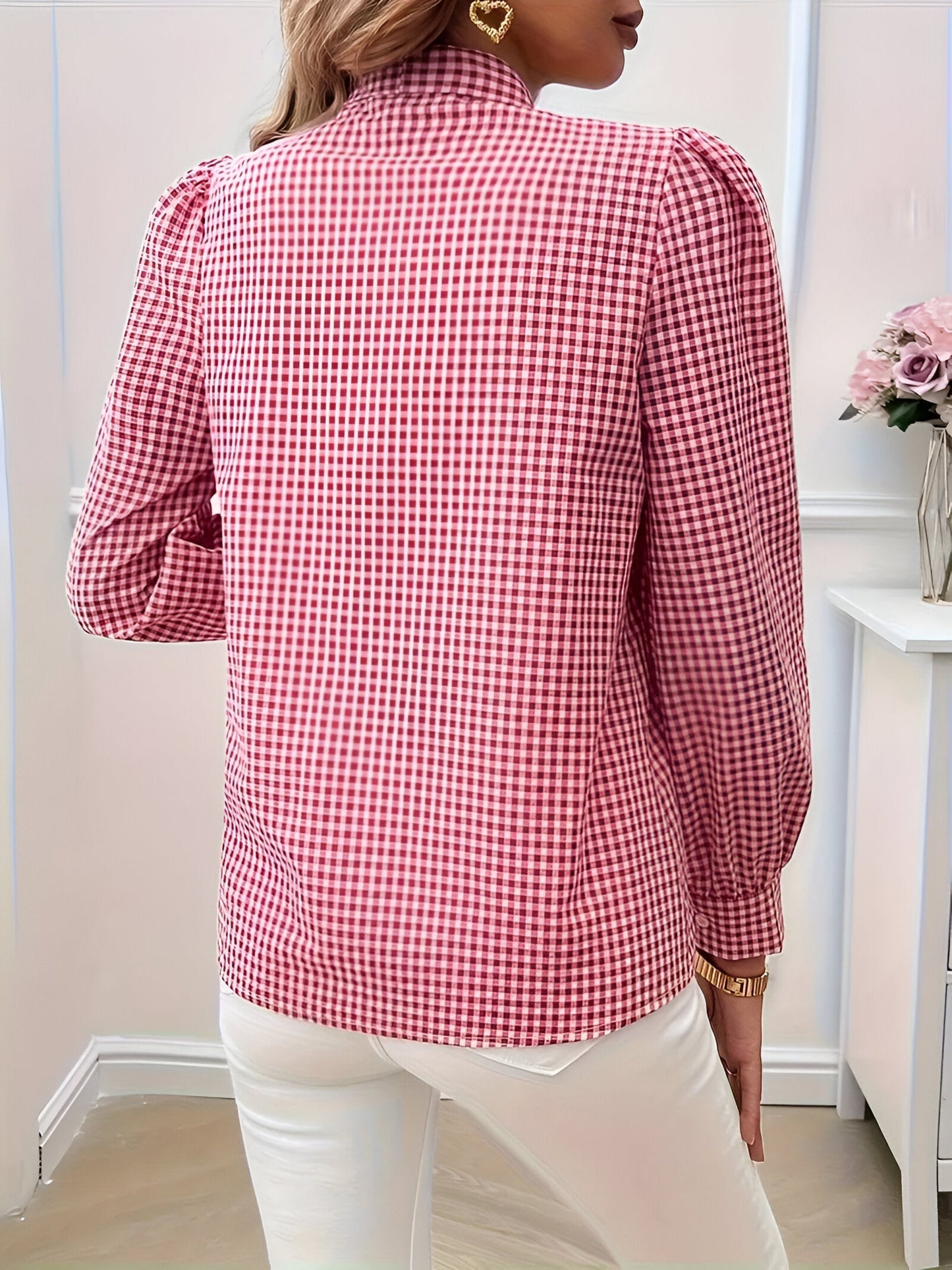 Blusa Femminile Sottile – Con Fiocco, Adatta per Lavoro e Uso Quotidiano