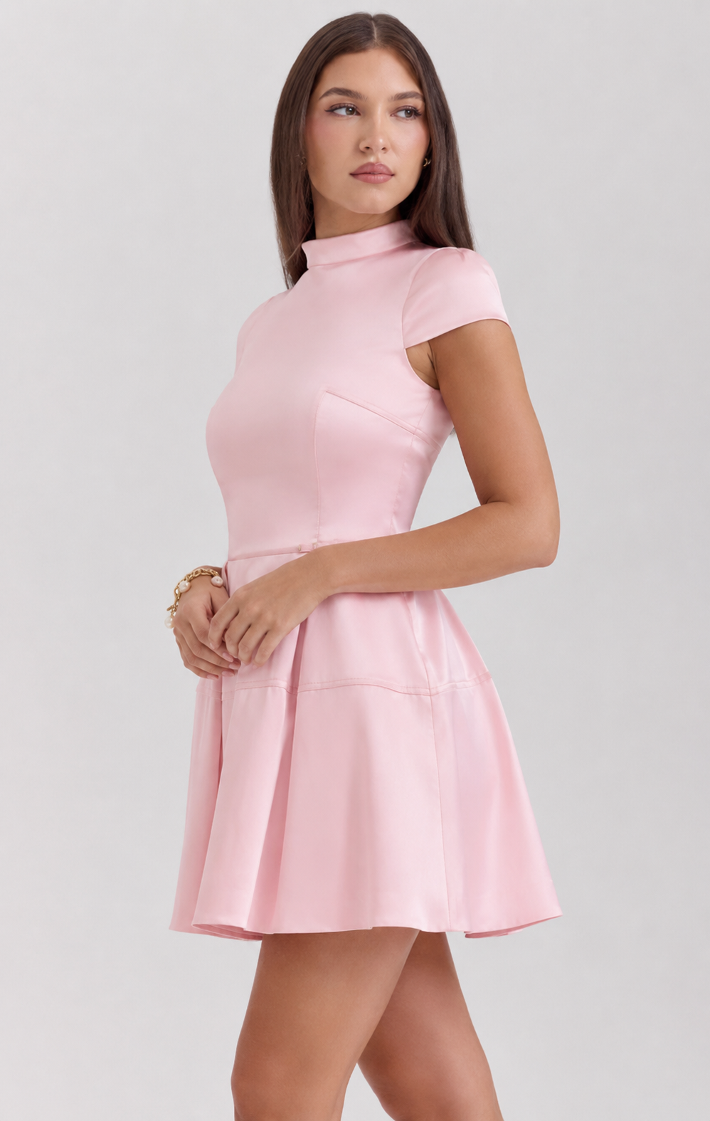 Abito Femminile Scollo Alto con Cintura, Adatto per Occasioni Festive