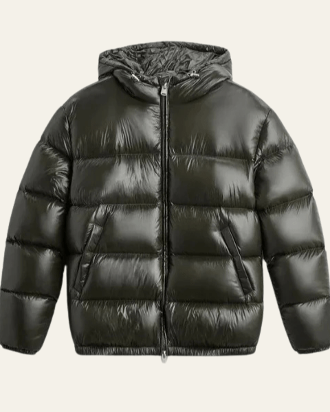 Piumino Uomo in Nylon Lucido con Imbottitura in Piuma d'Oca