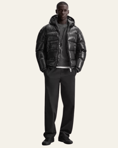 Piumino Uomo in Nylon Lucido con Imbottitura in Piuma d'Oca