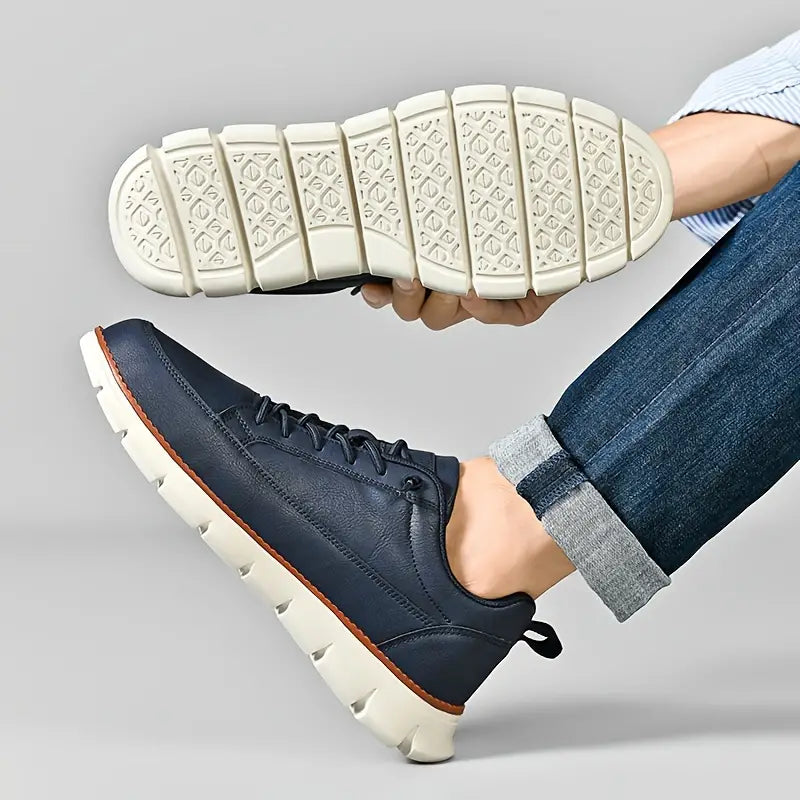Sneaker Uomo in Pelle con Soletta Ortopedica Ammortizzata
