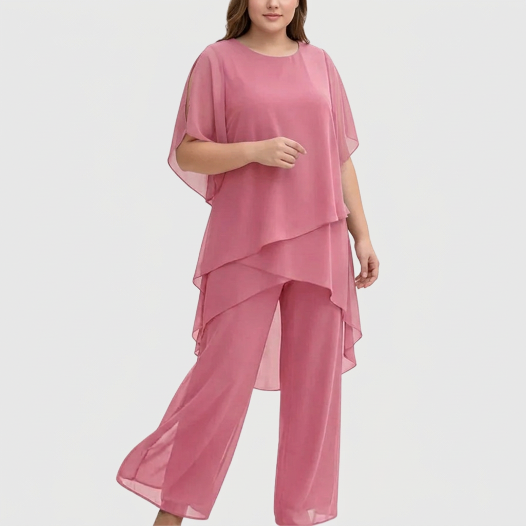 Completo Donna Elegante con Pantaloni Palazzo Drappeggiati
