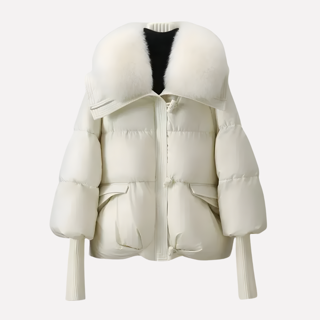 Giacca Donna Trapuntata Collo in Peluche con Tasche a Patta