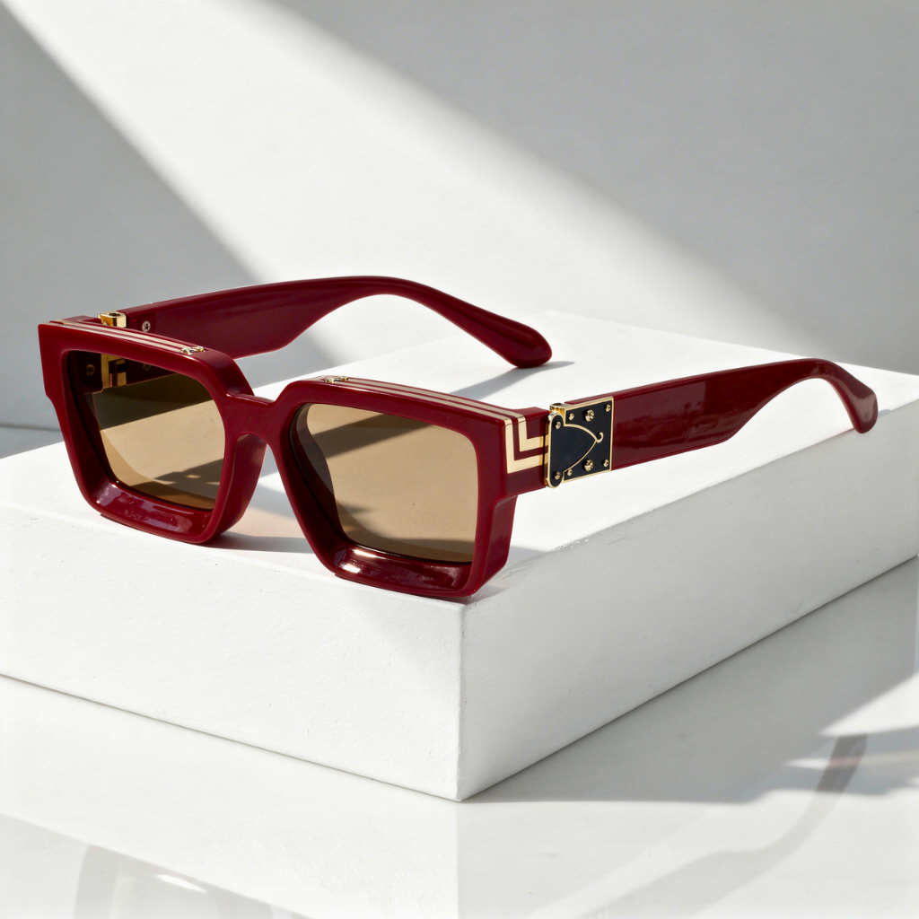 Occhiali da Sole Squadrati Unisex con Montatura Oro e Protezione UV400