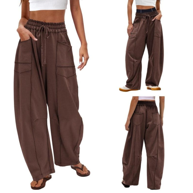 Pantaloni Tuta Vita Alta a Gamba Ampia