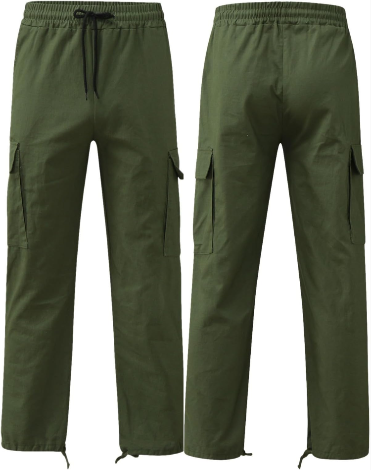 Pantaloni Cargo Uomo con Tasche Multiple e Vita Regolabile