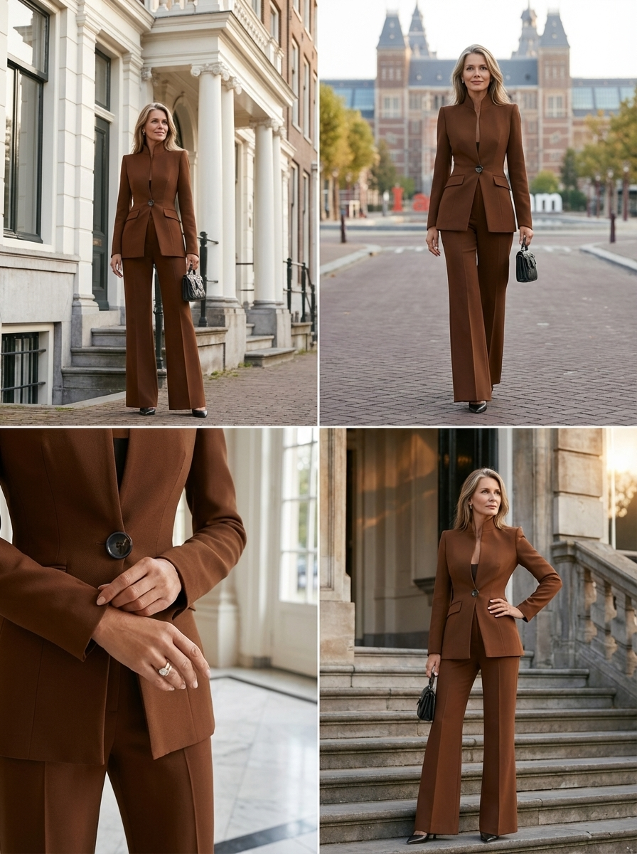 Completo Donna Scolpito – Adatto per Lavoro e Occasioni Formali, Con Bottoni e Zip