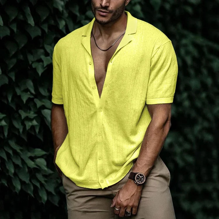 Camicia Uomo Casual Maniche Corte con Bottoni