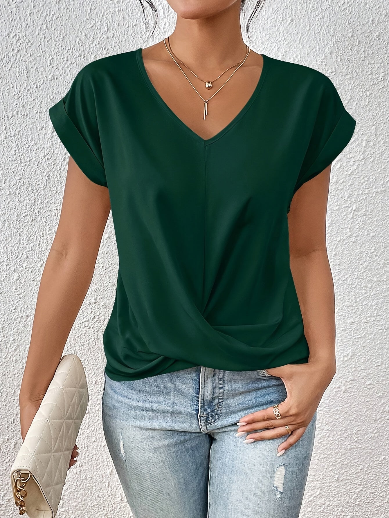 T-shirt Slim Fit Donna – Casual con scollo a V per Uso Quotidiano