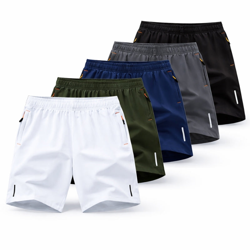 Pantaloncini Uomo Sportivi Traspiranti con Tasche con Zip - Set da 5