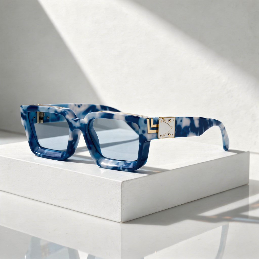 Occhiali da Sole Squadrati Unisex con Montatura Oro e Protezione UV400