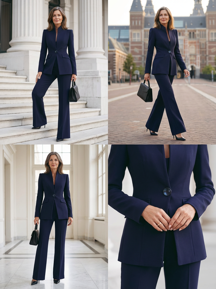 Completo Donna Scolpito – Adatto per Lavoro e Occasioni Formali, Con Bottoni e Zip