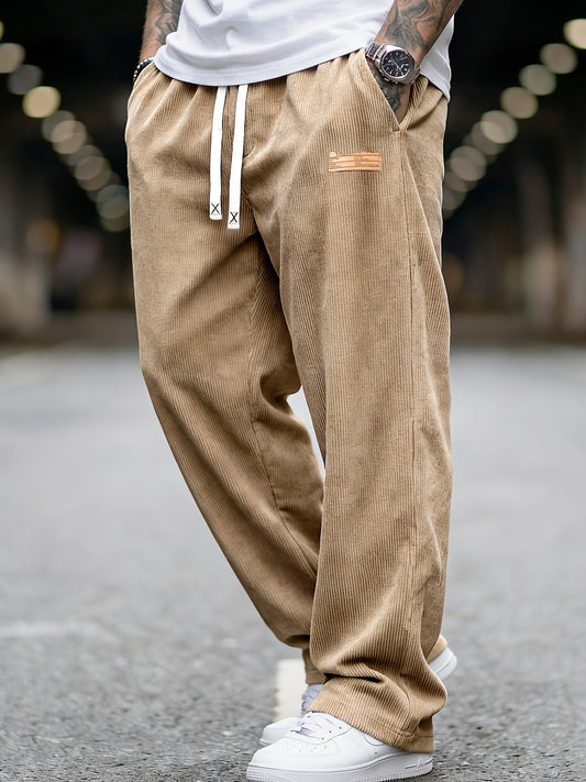 Pantaloni Uomo in Velluto a Coste Larghi con Coulisse e Tasche