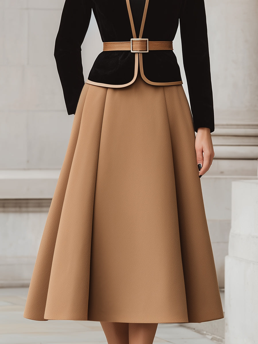 Set Dames Scolpito – Blazer e Gonna Midi A-Line per Lavoro e Uso Quotidiano