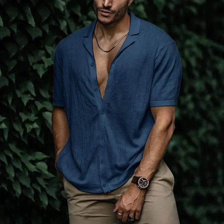 Camicia Uomo Casual Maniche Corte con Bottoni