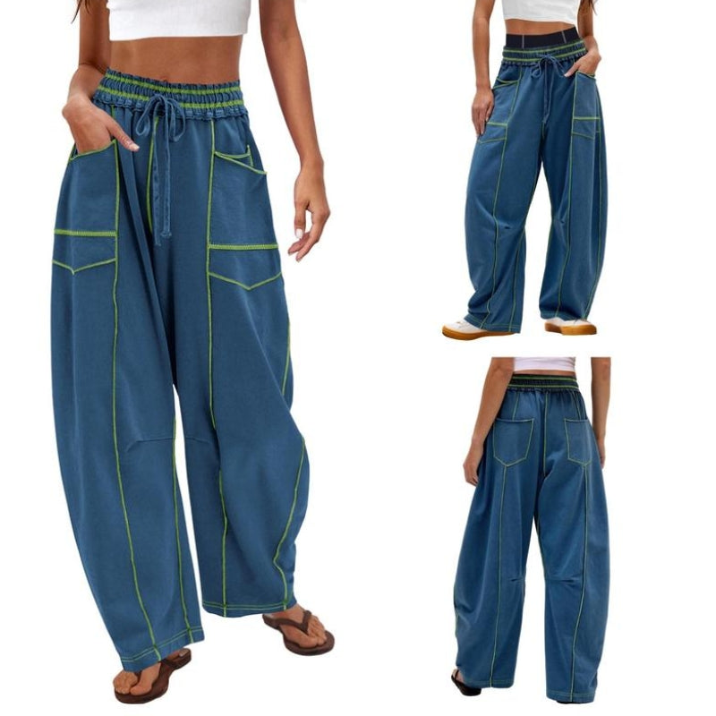 Pantaloni Tuta Vita Alta a Gamba Ampia
