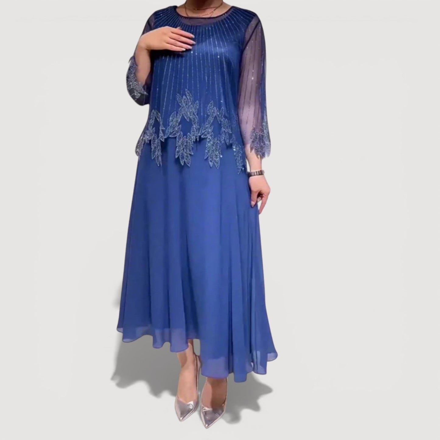 Abito Midi Scollo V per Donne – Adatto per Occasioni Festive e Uso Quotidiano