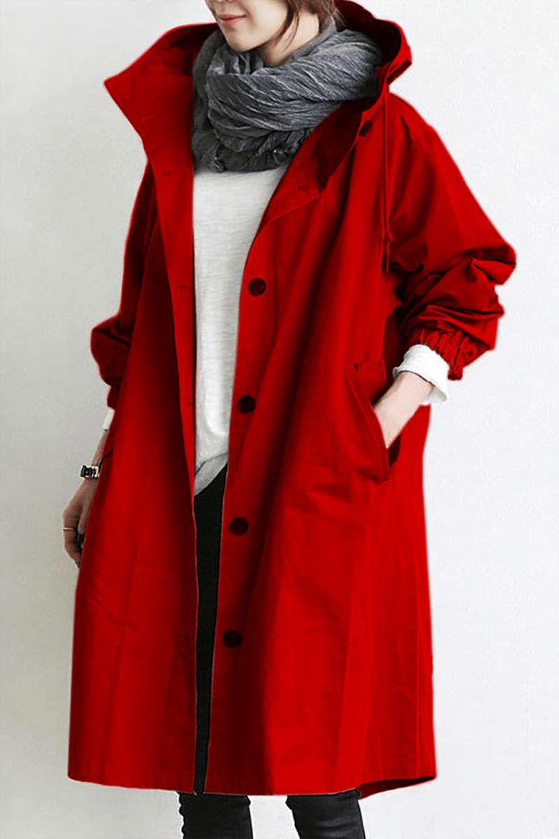 Trench Coat Slim Fit Donna – Impermeabile con Cappuccio, Adatto per Primavera e Autunno