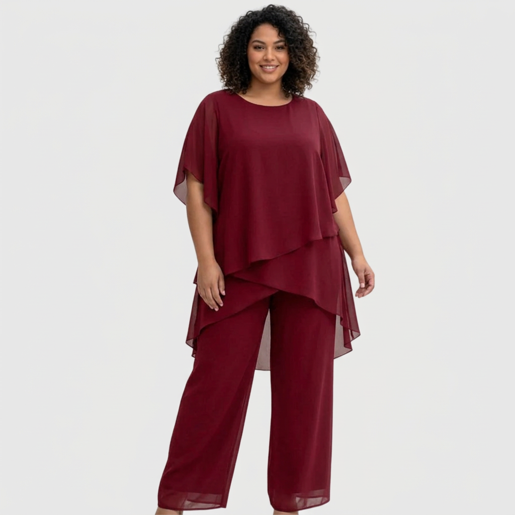 Completo Donna Elegante con Pantaloni Palazzo Drappeggiati