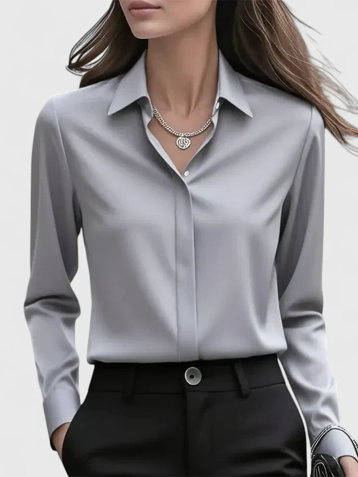 Camicetta Donna Elegante con Abbottonatura Nascosta da Ufficio