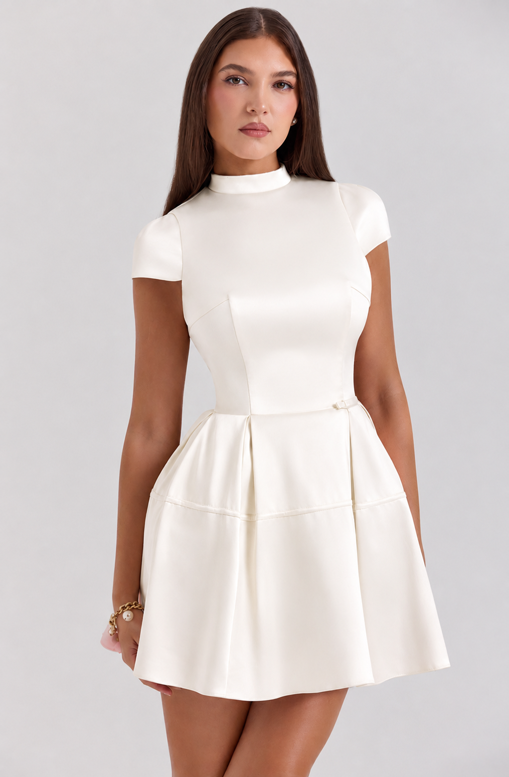 Abito Femminile Scollo Alto con Cintura, Adatto per Occasioni Festive
