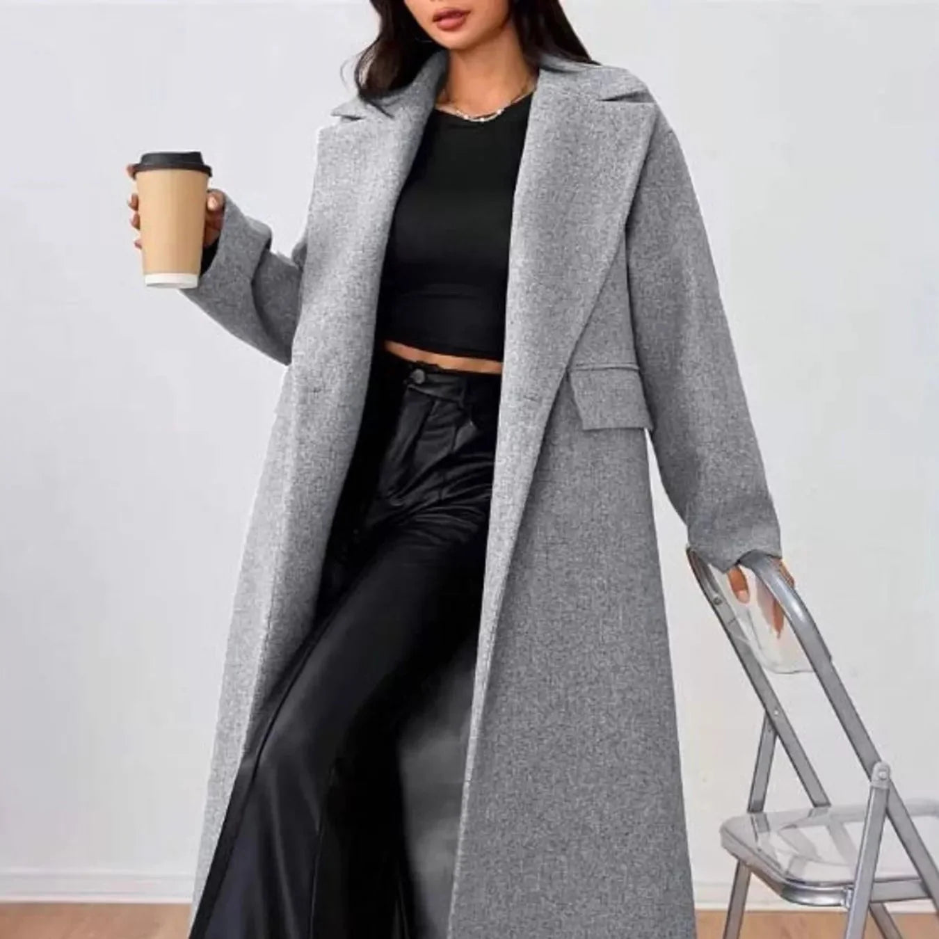 Donna - Cappotto lungo oversize - Foderato caldo
