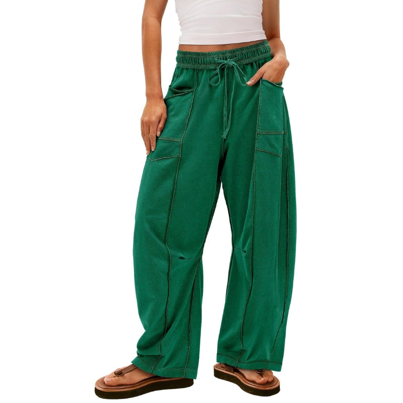 Pantaloni Tuta Vita Alta a Gamba Ampia