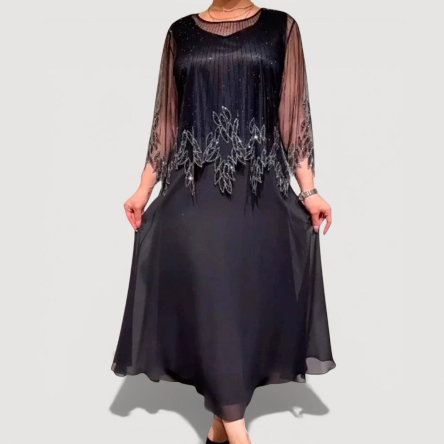 Abito Midi Scollo V per Donne – Adatto per Occasioni Festive e Uso Quotidiano