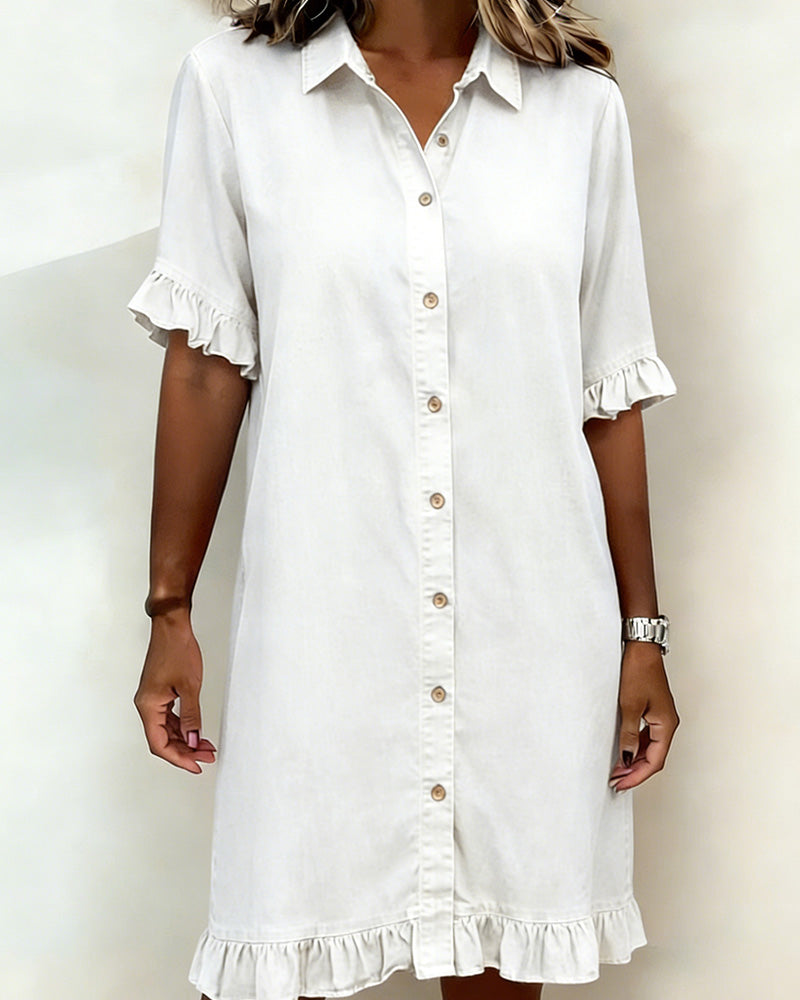 Abito Donna Scollo V – Casual con Rouches, Adatto per Primavera e Estate