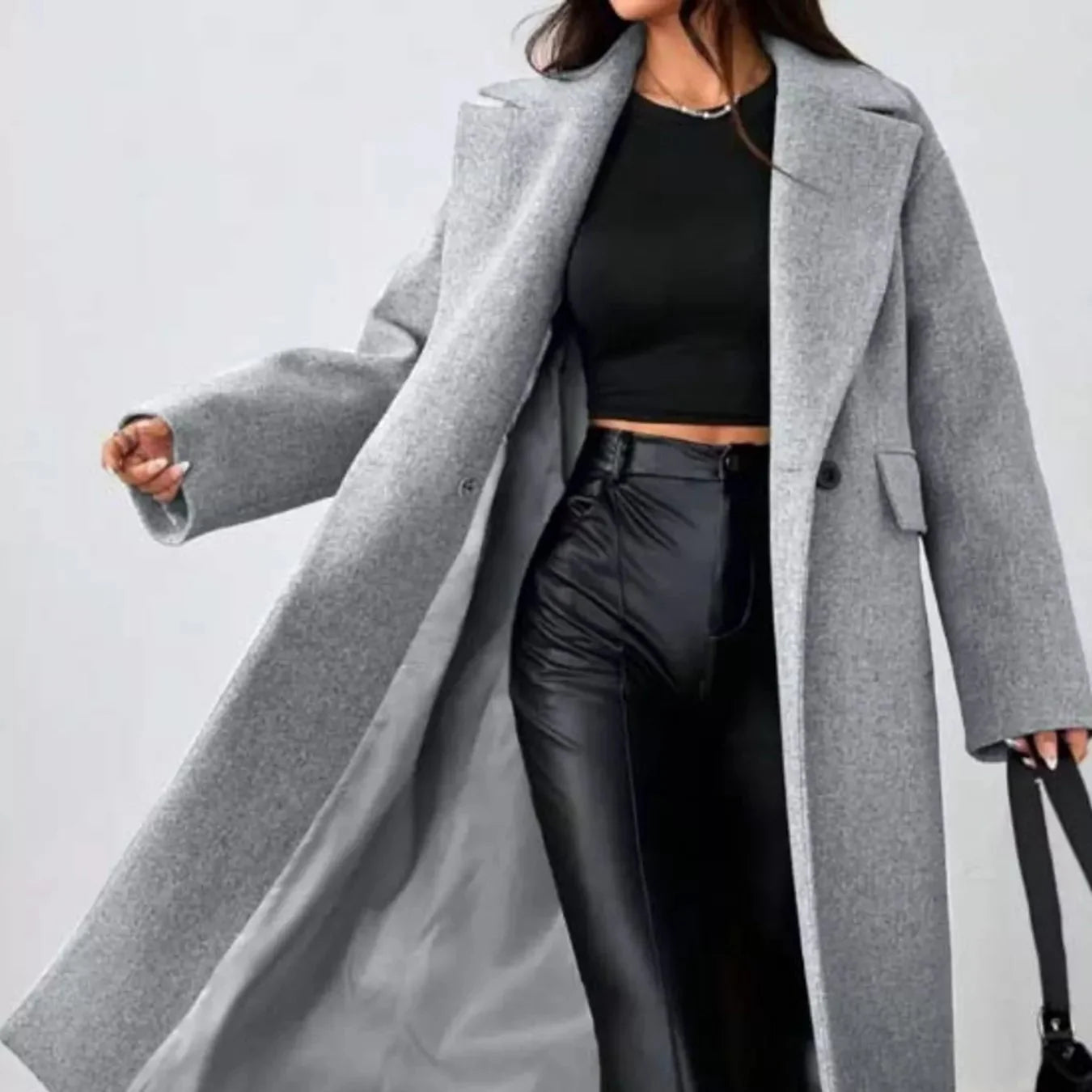 Donna - Cappotto lungo oversize - Foderato caldo