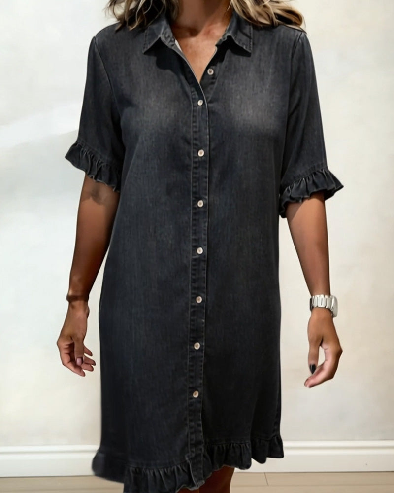 Abito Donna Scollo V – Casual con Rouches, Adatto per Primavera e Estate