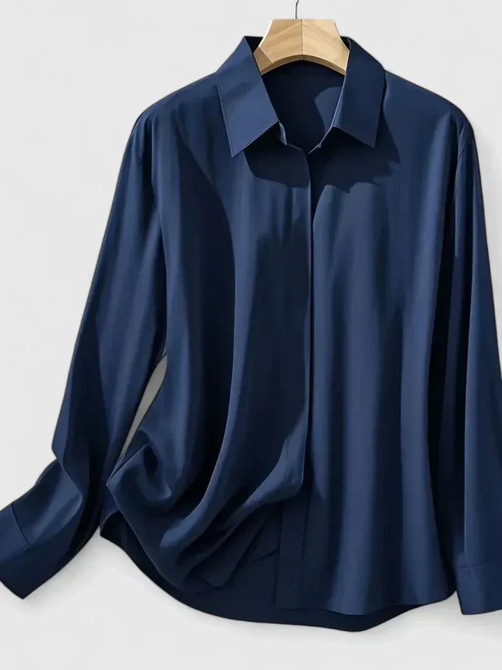 Camicetta Donna Elegante con Abbottonatura Nascosta da Ufficio