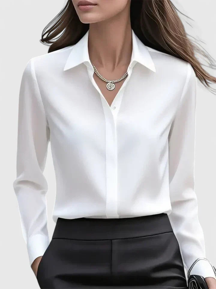 Camicetta Donna Elegante con Abbottonatura Nascosta da Ufficio