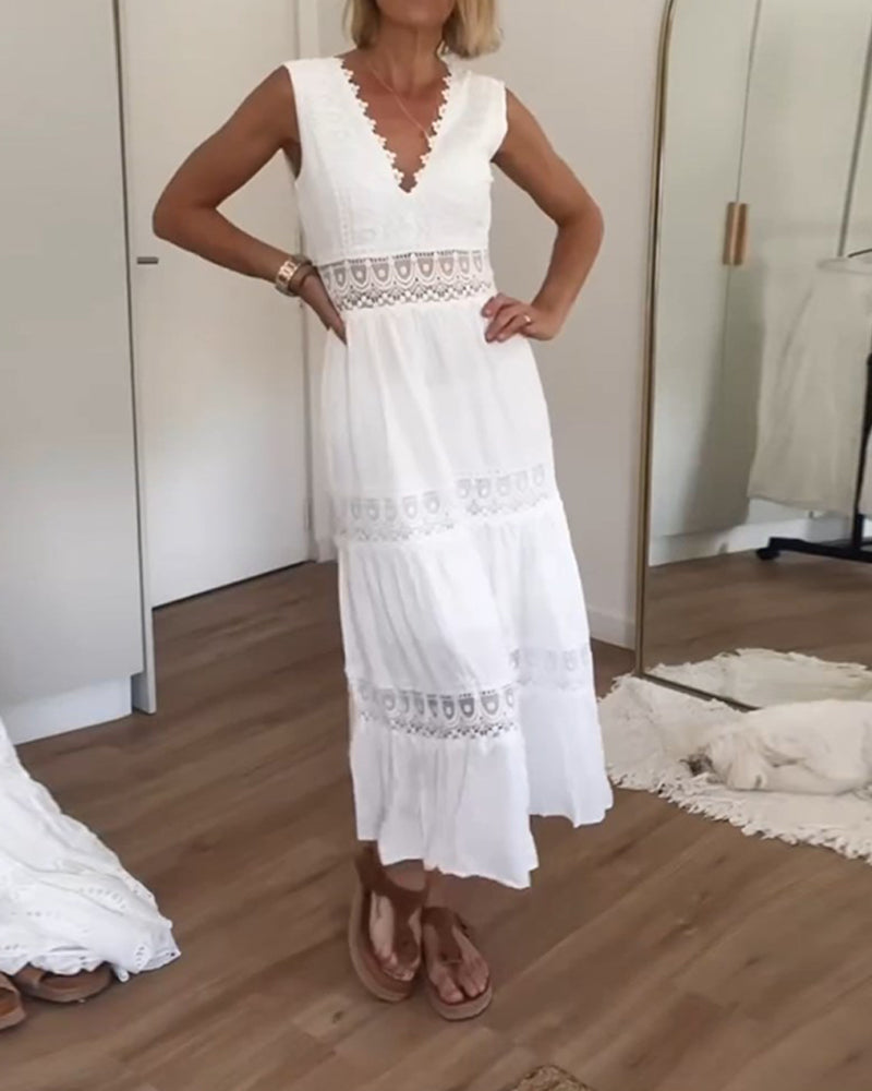 Abito A-line da Donna – Con Scollatura a V, Adatto per Occasioni Festive